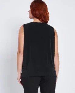 Top in geoprgette con strass frontali NERO
