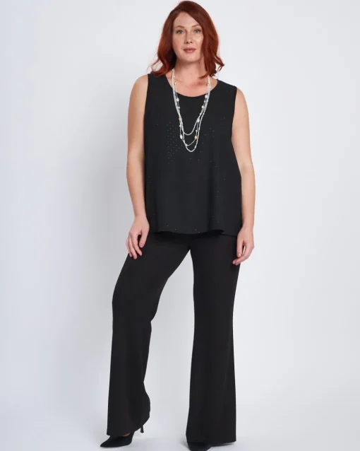 Top in geoprgette con strass frontali NERO
