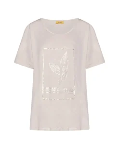 T-shirt foglia BEIGE-ORO