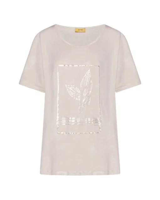 T-shirt foglia BEIGE-ORO
