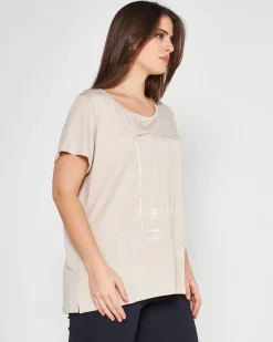 T-shirt foglia BEIGE-ORO