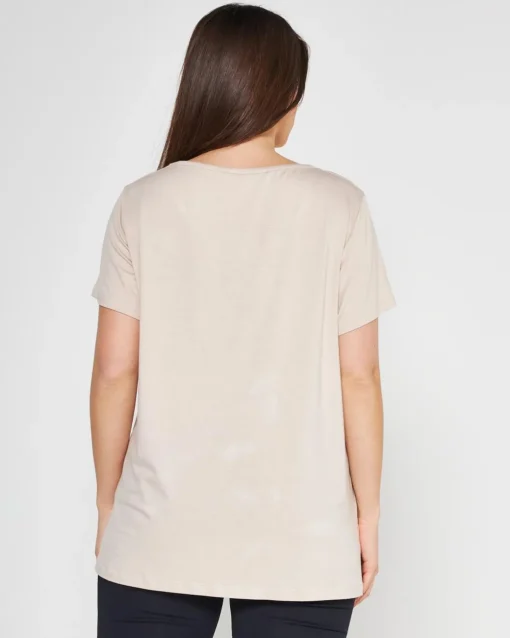T-shirt foglia BEIGE-ORO