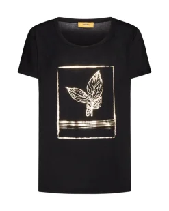 T-shirt foglia NERO-ORO