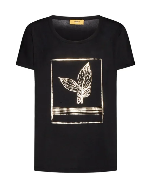 T-shirt foglia NERO-ORO