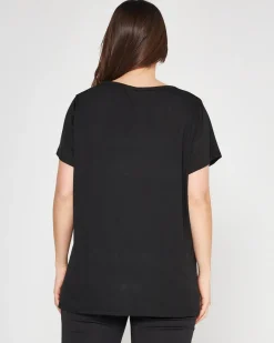 T-shirt foglia NERO-ORO