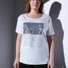 T-shirt in jersey di cotone elasticizzato con applicazioni di paillett