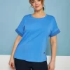 T-shirt kimono in jersey di cotone elasticizzato con micro catene LAVA
