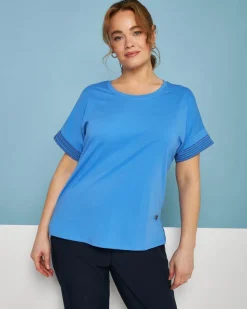 T-shirt kimono in jersey di cotone elasticizzato con micro catene LAVA