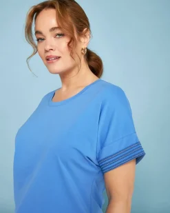 T-shirt kimono in jersey di cotone elasticizzato con micro catene LAVA