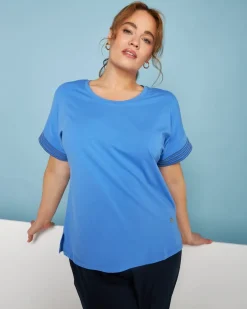 T-shirt kimono in jersey di cotone elasticizzato con micro catene LAVA