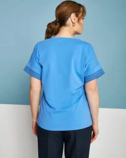 T-shirt kimono in jersey di cotone elasticizzato con micro catene LAVA
