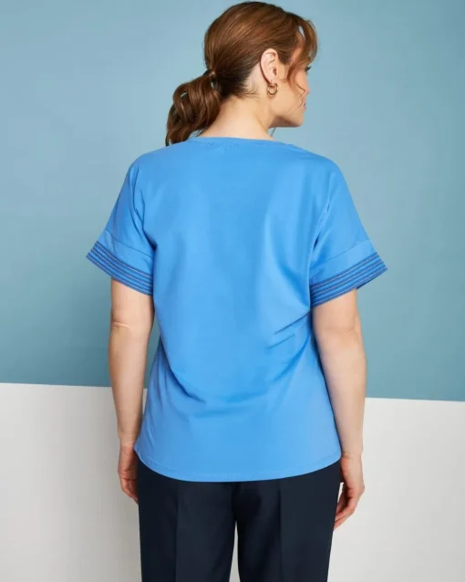 T-shirt kimono in jersey di cotone elasticizzato con micro catene LAVA
