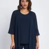 Twinset in georgette con applicazioni scollo BLU