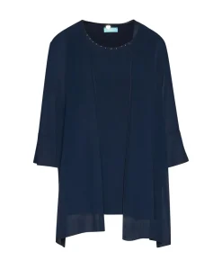 Twinset in georgette con applicazioni scollo BLU