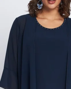 Twinset in georgette con applicazioni scollo BLU