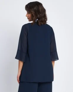 Twinset in georgette con applicazioni scollo BLU