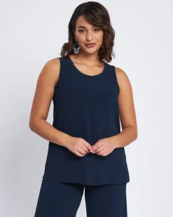 Twinset in georgette con applicazioni scollo BLU