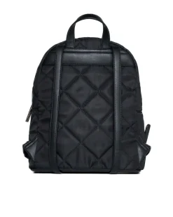 Zaino matelassé in nylon con profili in similpelle NERO